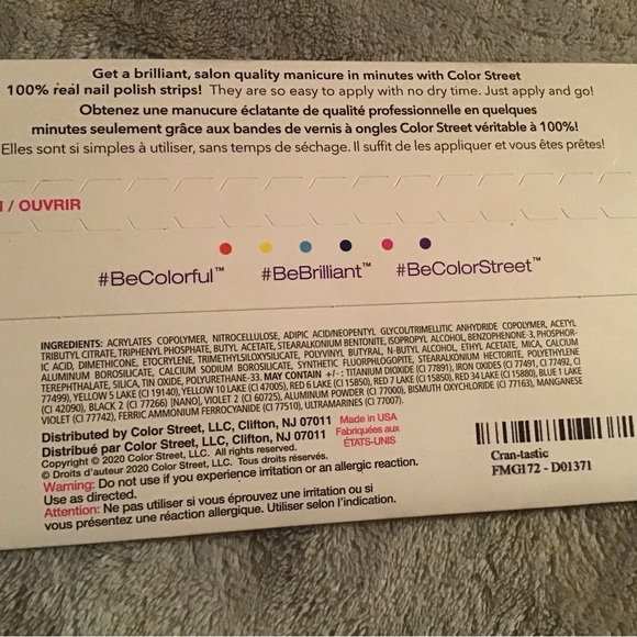 Color street 100% Real Nail polish Strips 16 lasting strips ‘Cran-tastic’ new - Picture 2 of 3